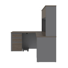 Load image into Gallery viewer, Premium L-shaped Desk with Hutch in Bark Gray and Slate