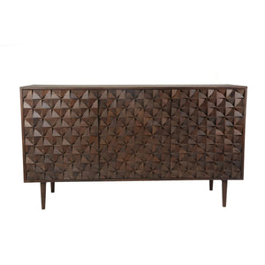 58" Solid Sheesham Wood Credenza with Unique Patterned Front