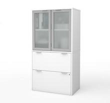 Load image into Gallery viewer, Modern File Cabinet with Hutch in White