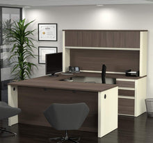 Load image into Gallery viewer, U-shaped Desk and Hutch in White Chocolate & Antigua