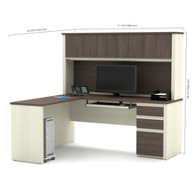 Load image into Gallery viewer, Elegant L-shaped Desk with Hutch in White Chocolate & Antigua