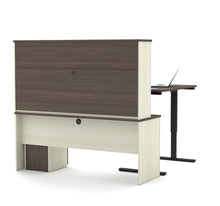 Load image into Gallery viewer, White & Antigua Desk / Hutch with Included Sit-Stand Desk