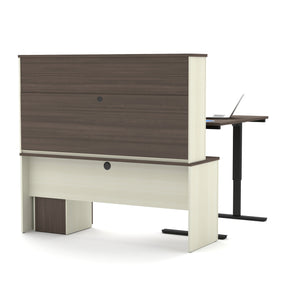 White & Antigua Desk / Hutch with Included Sit-Stand Desk