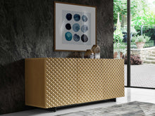 Load image into Gallery viewer, Satin Gold 70&quot; Credenza with Basket-Weave Doors
