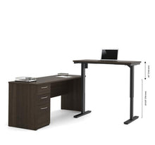 Load image into Gallery viewer, L-Shaped Adjustable Office Desk in Dark Chocolate