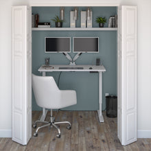 Load image into Gallery viewer, Satin White 48" Twin Monitor Adjustable Desk