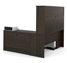 Load image into Gallery viewer, L-Shaped Office Desk with Hutch and Double Pedestals in Dark Chocolate