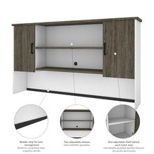 Load image into Gallery viewer, 71" x 59" L-shaped Desk with Hutch in White & Walnut Gray