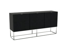 Load image into Gallery viewer, 71" Dark Gray Oak & Stainless High Gloss Lacquer Credenza