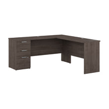 Load image into Gallery viewer, 65" Gray Maple L-Desk with Built-in File Cabinet