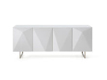 Load image into Gallery viewer, High Gloss White Storage Credenza with Tempered Glass Top
