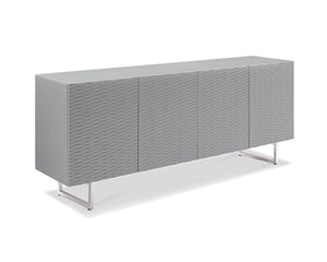 79" Storage Credenza with Wave Textured Doors in Gray