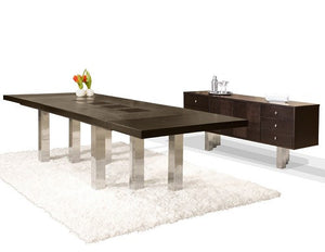 Sleek Modern Wenge & Chrome Conference Table with Extension (from 87" to 127")