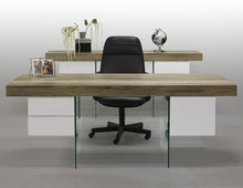 Load image into Gallery viewer, 78" Rustic Oak & White Lacquer Modern Executive Desk