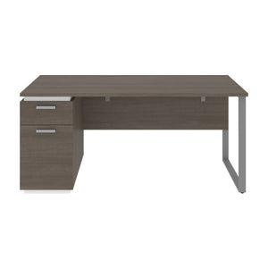 Bark Gray & White 66" Single Pedestal Desk