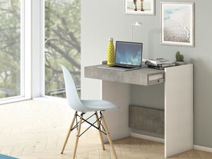 31" Overhang Corner Desk with Drawer in Gray