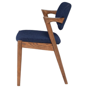 Wood & Padded Navy Fabric Chair
