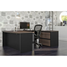 Load image into Gallery viewer, U-shaped Premium Desk in Antigua & Black with Oversized File Drawers