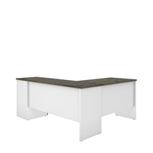 Load image into Gallery viewer, 71" x 59" L-shaped Desk in White & Walnut Gray