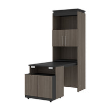 Load image into Gallery viewer, Bark Gray & Graphite 30" Collapsable Desk/Storage Cabinet with Hutch