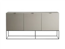 Load image into Gallery viewer, 71" Modern Taupe Lacquer Storage Credenza with Black Base