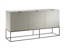 Load image into Gallery viewer, 71" Modern Taupe Lacquer Storage Credenza with Black Base
