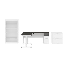 Load image into Gallery viewer, 72" Slate & White Adjustable 3 Piece L-Desk Set