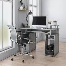 Load image into Gallery viewer, 48" Layered Storage Desk in Gray Woodgrain
