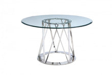 Load image into Gallery viewer, 51" Round Tempered Glass and Polished Stainless Steel Meeting Table