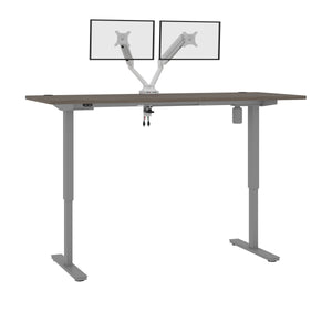 Walnut Gray 72" Twin Monitor Desk with Adjustable Top