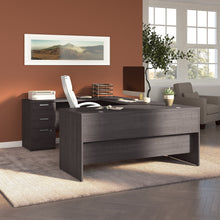 Load image into Gallery viewer, 65" Executive U-Desk in Charcoal Maple