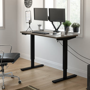 Bark Gray & Black 48" Twin Monitor Adjustable Desk