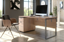 Load image into Gallery viewer, Rustic Brown &amp; Graphite 66&quot; Single Pedestal Desk
