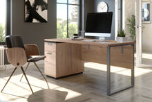 Load image into Gallery viewer, Rustic Brown & Graphite 66" Single Pedestal Desk