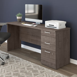 65" Three Drawer Desk in Gray Maple