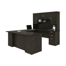 Load image into Gallery viewer, Bark Gray 71&quot; Convertible U- or L-Shaped Desk with Hutch &amp; Built-in Power
