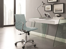 Load image into Gallery viewer, Office Desk with White Top &amp; Inset Drawers with Glass Legs

