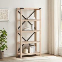 Load image into Gallery viewer, 64&quot; X-Framed Bookcase in White Oak
