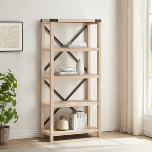 64" X-Framed Bookcase in White Oak