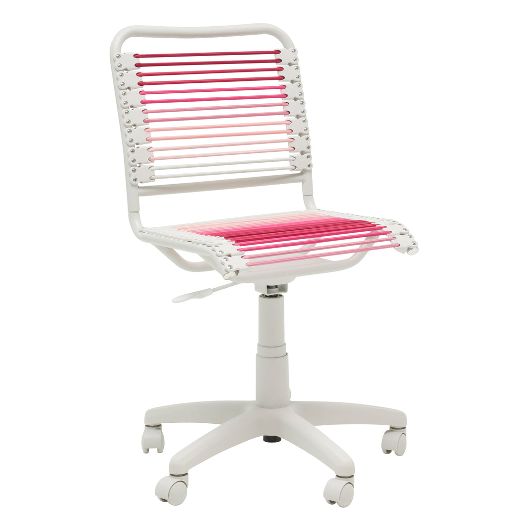 Low Back Bungie Office Chair in Blush with White Frame and Base