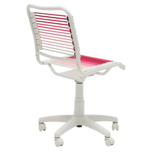 Low Back Bungie Office Chair in Blush with White Frame and Base