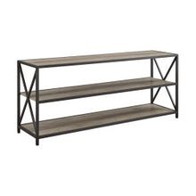 Load image into Gallery viewer, 60&quot; X-Frame Credenza in Steel &amp; Gray Woodgrain
