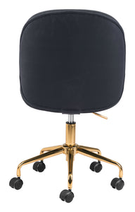 Modern Black and Gold Armless Office Chair on Wheels