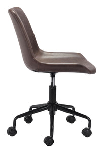 Mid-Century Matte Brown Armless Office Chair