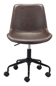 Mid-Century Matte Brown Armless Office Chair