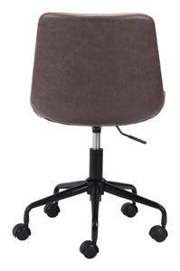 Mid-Century Matte Brown Armless Office Chair