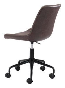 Mid-Century Matte Brown Armless Office Chair