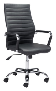 Modern High-Back Office Chair in Black and Chrome