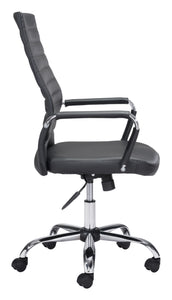 Modern High-Back Office Chair in Black and Chrome