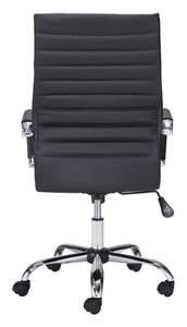 Modern High-Back Office Chair in Black and Chrome